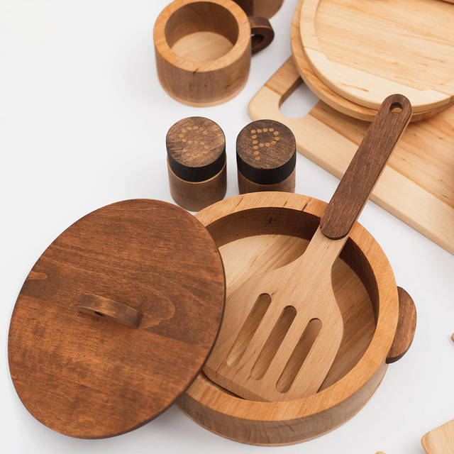 Vajilla Montessori de Madera Natural - Yo solito Montessori