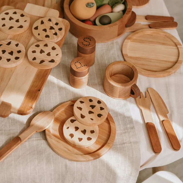 Vajilla Montessori de Madera Natural - Yo solito Montessori