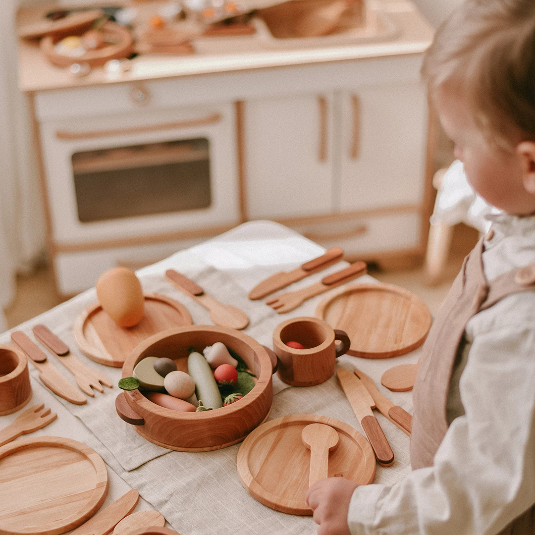 Vajilla Montessori de Madera Natural - Yo solito Montessori